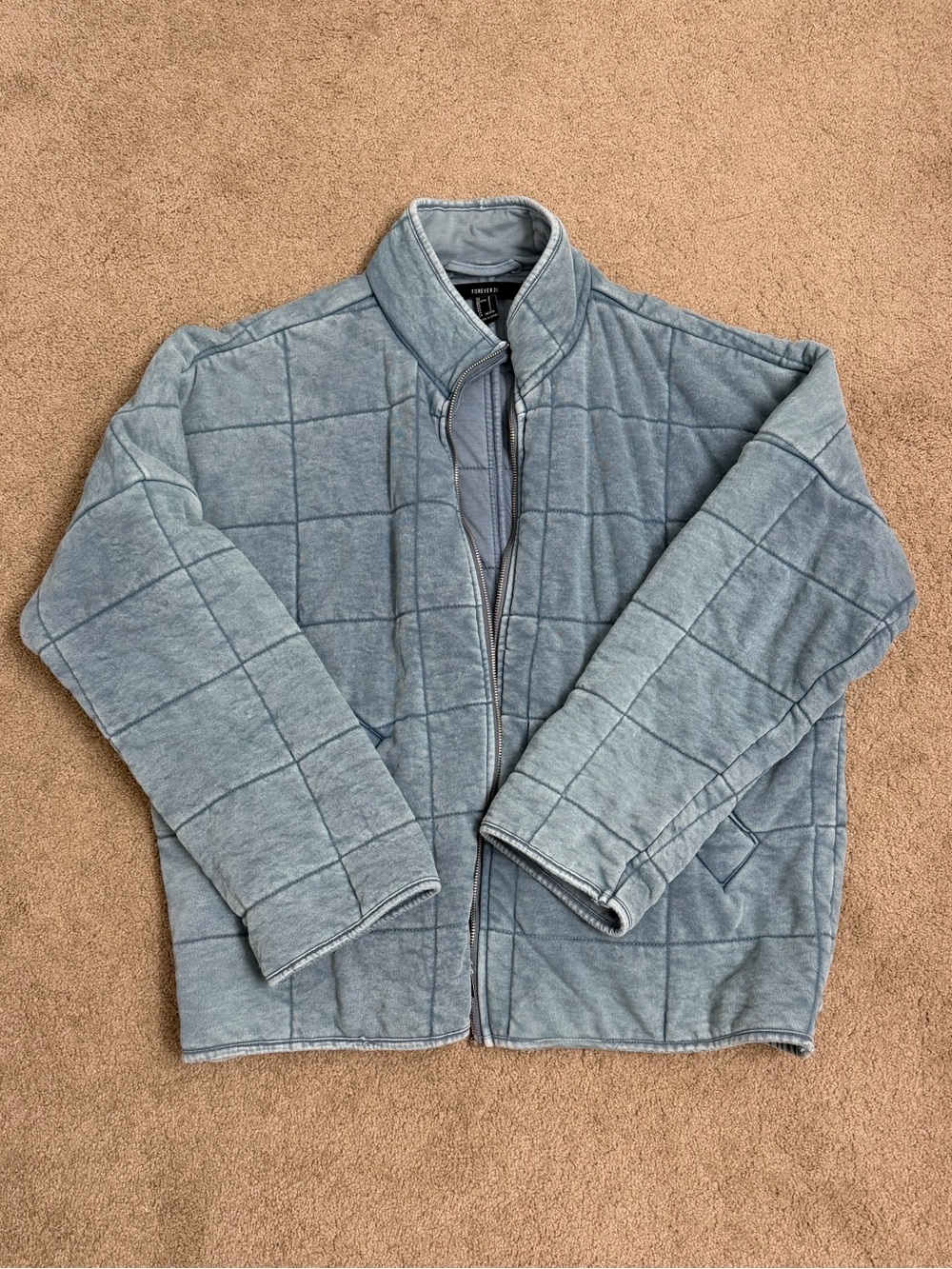 Forever 21 Light Blue Dolman Quilted Jacket size S